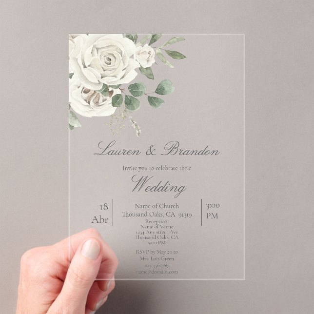 Greenery floral acrylic wedding   invitations (Insitu (Handheld))