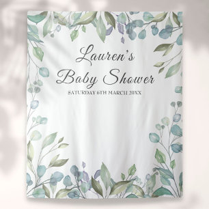 Greenery Floral Baby Shower Photo Booth Backdrop Tapestry