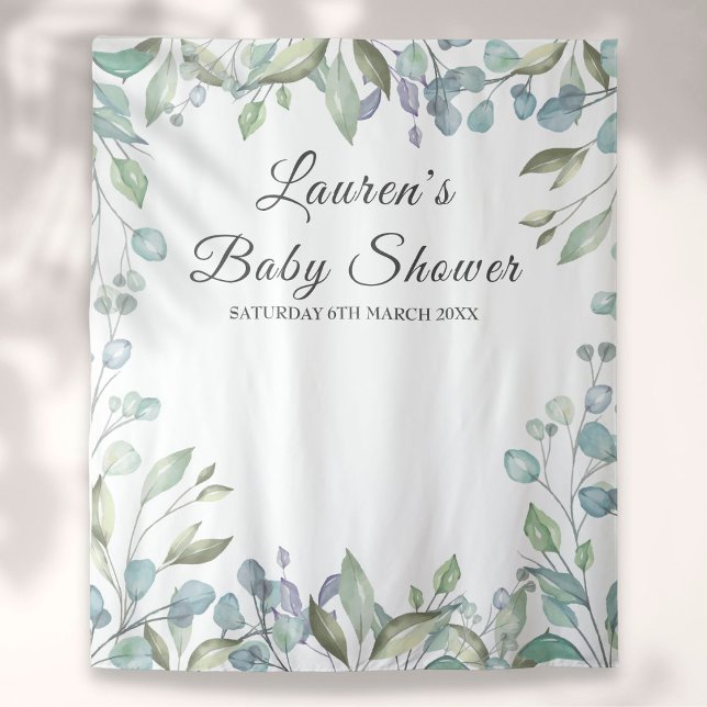 Greenery Floral Baby Shower Photo Booth Backdrop Tapestry (Creator Uploaded)