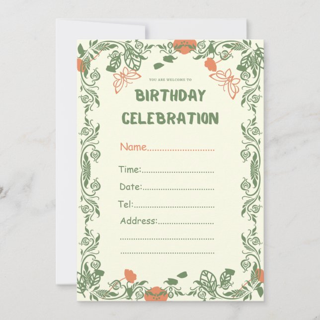 Greenery floral Birthday Celebration birthday Invitation (Front)