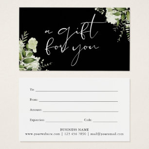 Greenery Floral Black And White Gift Certificate