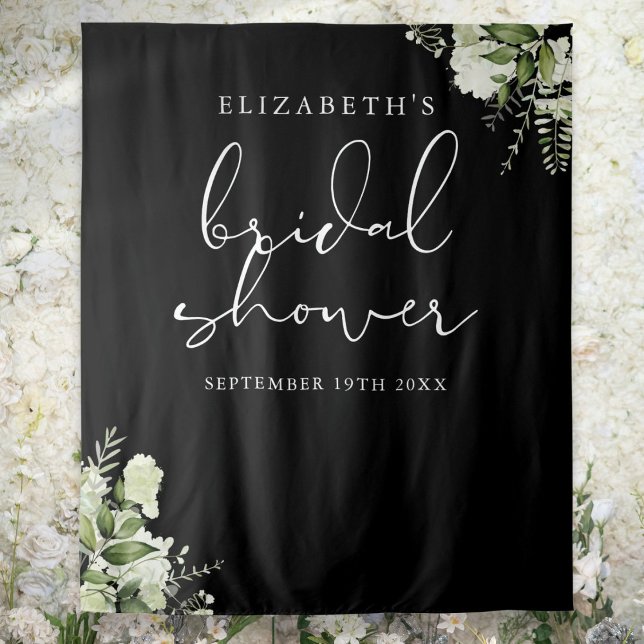 Greenery Floral Bridal Shower Photo Backdrop Tapestry (Greenery Floral Bridal Shower Photo Backdrop)