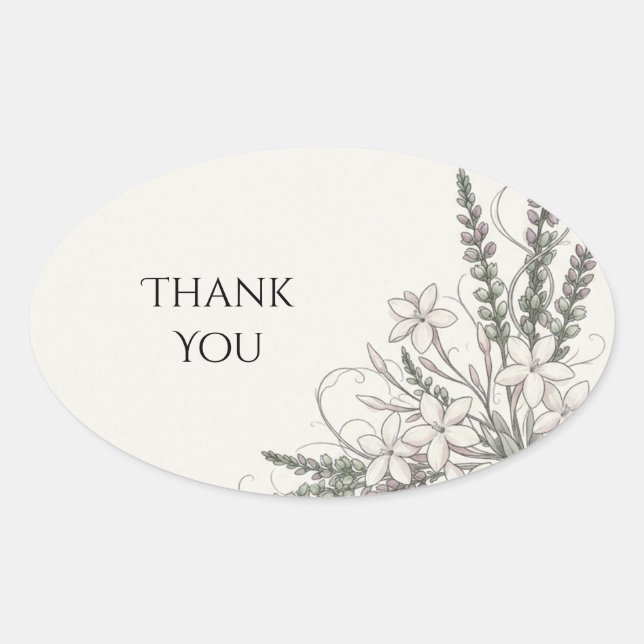 Greenery Floral Corner Thank You Sticker (Front)
