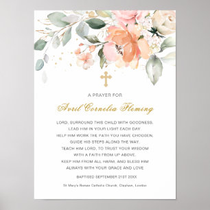 Greenery Floral Cross Baptism Poster