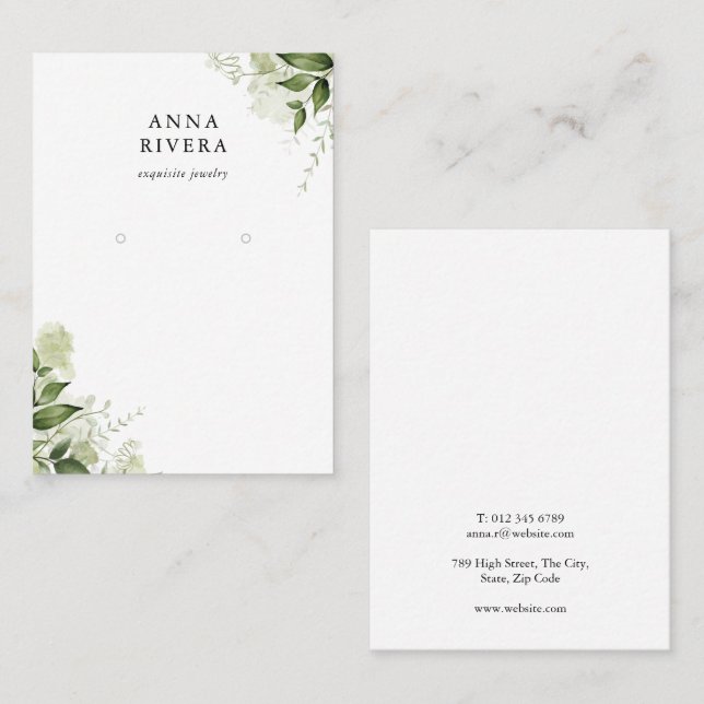 Greenery Floral Earring Display Card (Front/Back)