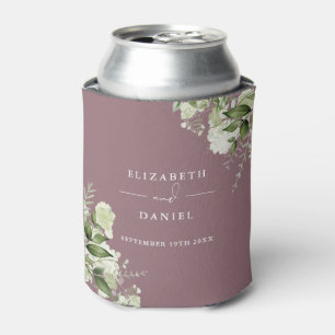 Greenery Floral Elegant Mauve Wedding Can Cooler