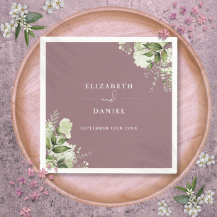 Greenery Floral Elegant Mauve Wedding Napkin