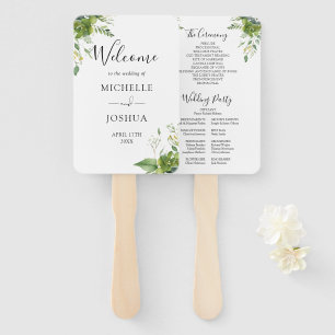 Greenery Floral Elegant Modern Wedding Program Hand Fan