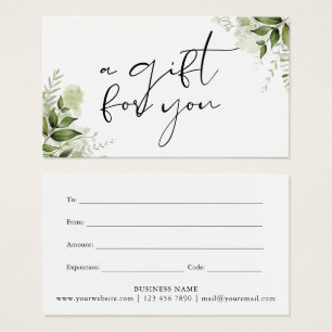 Greenery Floral Elegant Script Gift Certificate