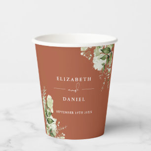 Greenery Floral Elegant Terracotta Wedding Paper Cups