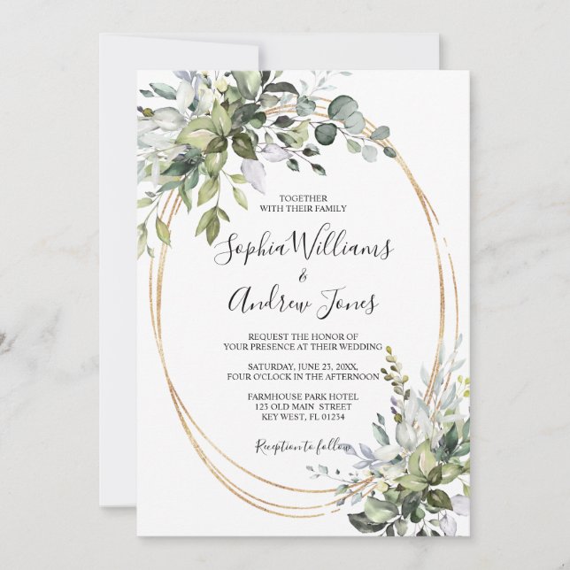 Greenery Floral Elegant Wedding Invitation (Front)