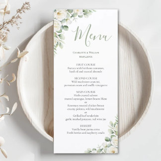 Greenery Floral Elegant Wedding Menu