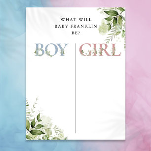 Greenery Floral Gender Reveal Voting Sign