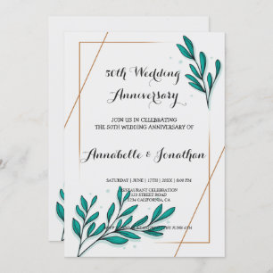 Greenery Floral Gold Foil Leav Wedding Anniversary Invitation