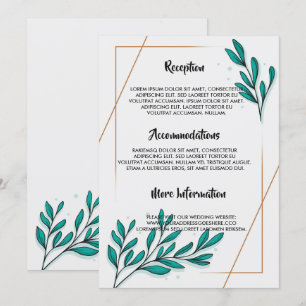 Greenery Floral Gold Foil Leaves wedding program Invitation