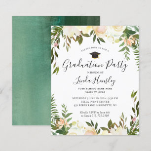 Greenery Floral Graduation Party Invitation