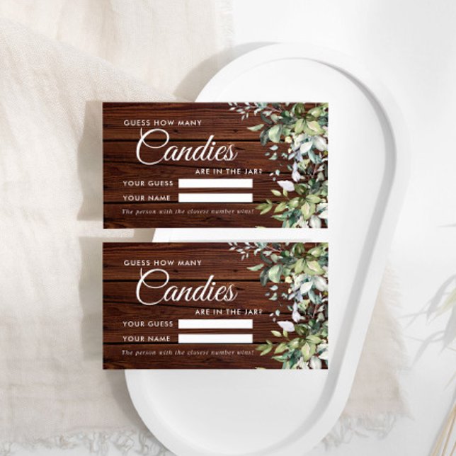 Greenery Floral How Many Candies Shower Game Card (Creator Uploaded)