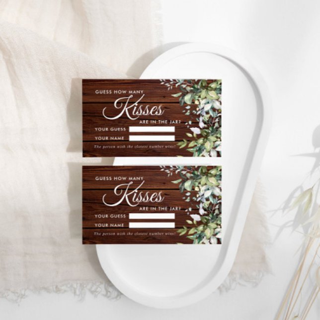 Greenery Floral How Many Kisses Shower Game card (Creator Uploaded)