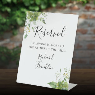 Greenery Floral Memory Reserved For Wedding Pedestal Sign