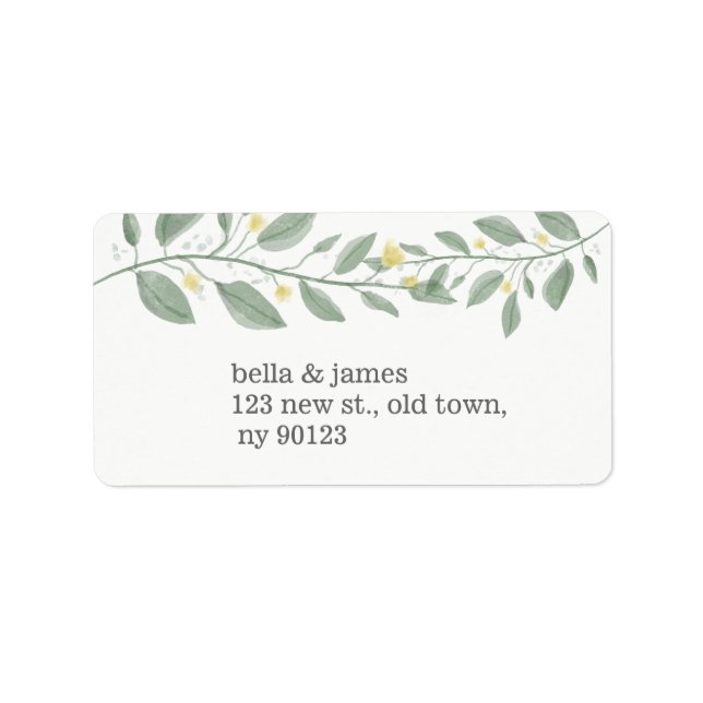 Greenery Floral Minimalist Address Label (Front)