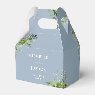 Greenery Floral Modern Dusty Blue Wedding Favour Box
