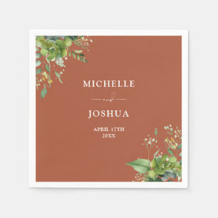Greenery Floral Modern Terracotta Wedding Napkin
