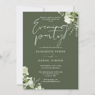 Greenery Floral Olive Green Wedding Evening Party Invitation