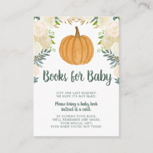 Greenery Floral Pumpkin Fall Baby Book Request Enclosure Card