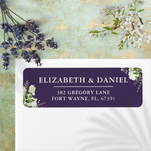 Greenery Floral Purple Wedding Return Address