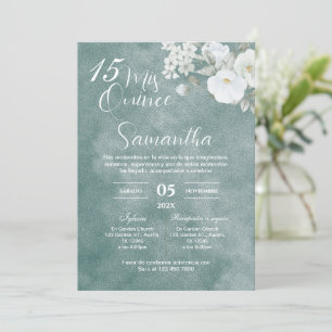 Greenery Floral Quinceañera Spanish Invitation