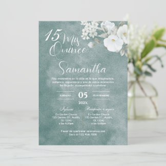 Greenery Floral Quinceañera Spanish Invitation