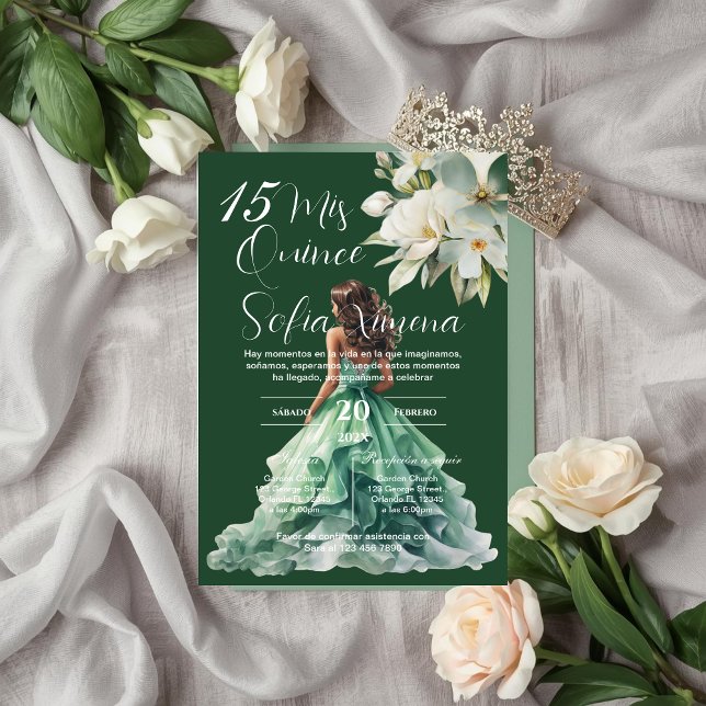 Greenery Floral Quinceañera Spanish Invitation (Creator Uploaded)