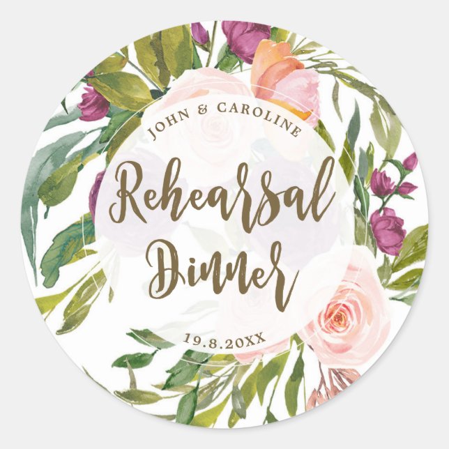 greenery floral rehearsal dinner sticker (Front)