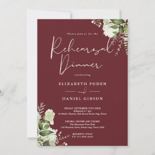 Greenery Floral Rosewood Pink Rehearsal Dinner Invitation