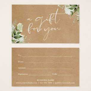 Greenery Floral Rustic Kraft Gift Certificate