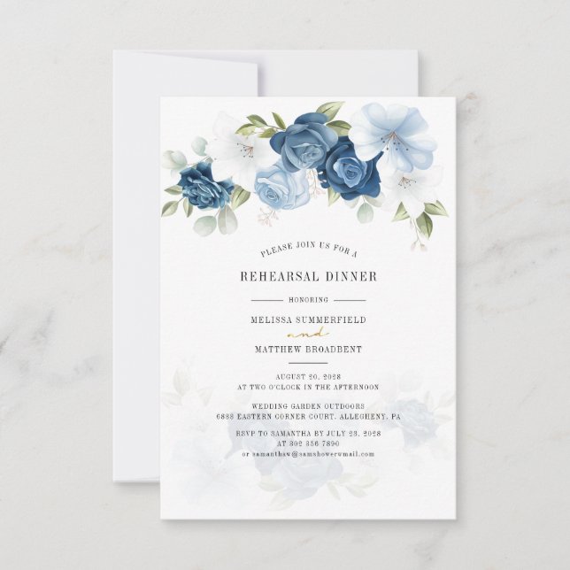 Greenery Floral Rustic Watercolor Rehearsal Dinner Invitation (Front)