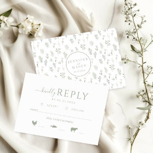 Greenery Floral Rustic Wedding Kindly Reply RSVP Card
