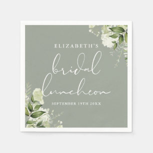 Greenery Floral Sage Green Bridal Luncheon Napkin