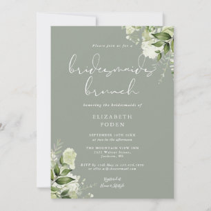 Greenery Floral Sage Green Bridesmaids Brunch Invitation