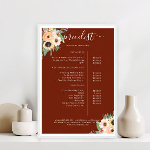 Greenery Floral Salon Price List Poster