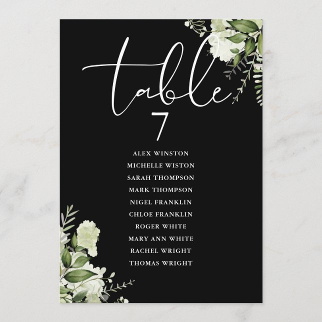 Greenery Floral Seating Plan Table Number (Front)