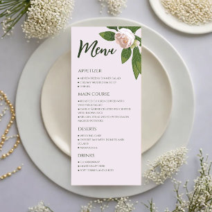 Greenery Floral Simple Elegant Wedding Menu