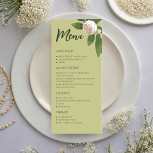 Greenery Floral Simple Elegant Wedding Menu