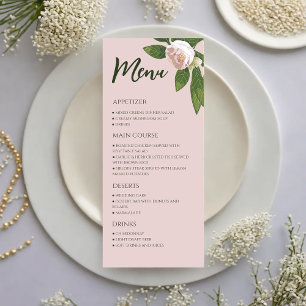 Greenery Floral Simple Elegant Wedding Menu