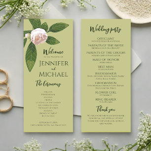 Greenery Floral Simple Elegant Wedding Program
