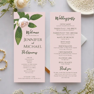 Greenery Floral Simple Elegant Wedding Program