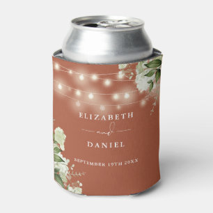 Greenery Floral String Lights Terracotta Wedding Can Cooler