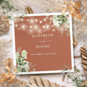 Greenery Floral String Lights Terracotta Wedding Napkin