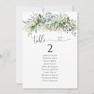 Greenery Floral Table Seating Chart Card