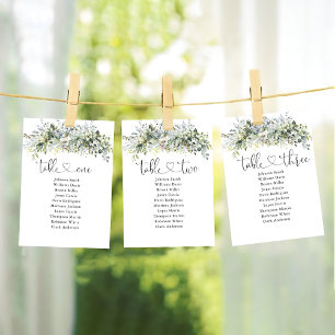 Greenery Floral Table Seating Chart Card